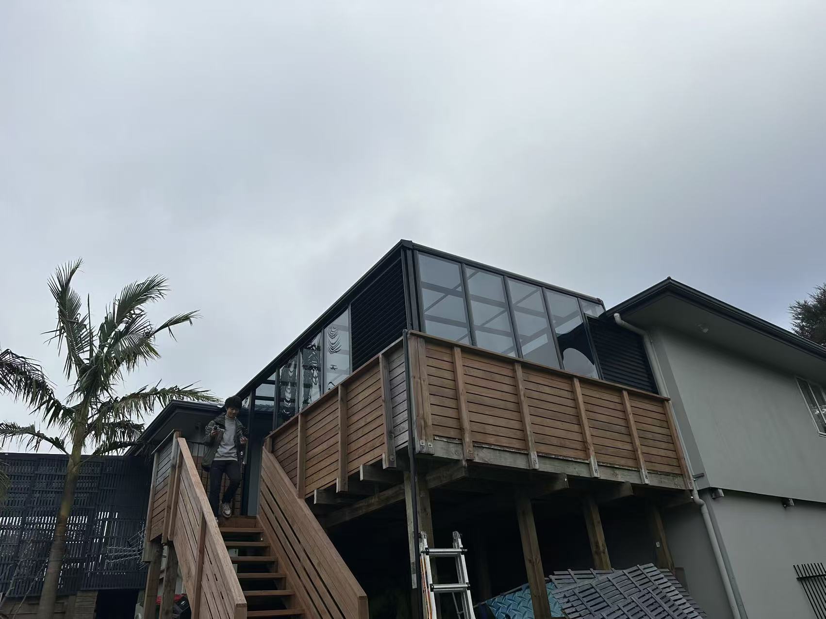 Custom aluminium sunroom built on an elevated timber balcony